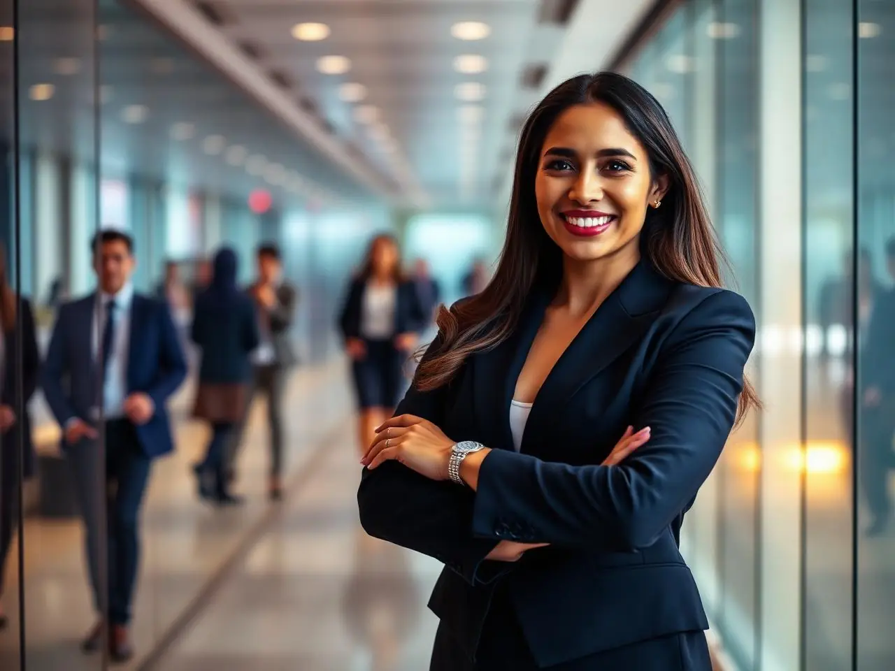 Profesional con actitud segura en un entorno laboral moderno