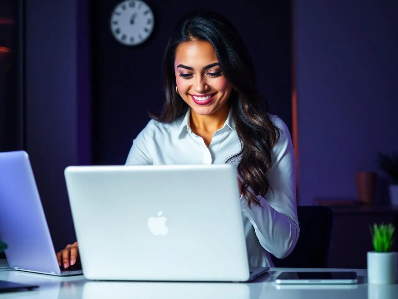 Profesional terminando su trabajo antes de tiempo con apoyo de Inteligencia Artificial
